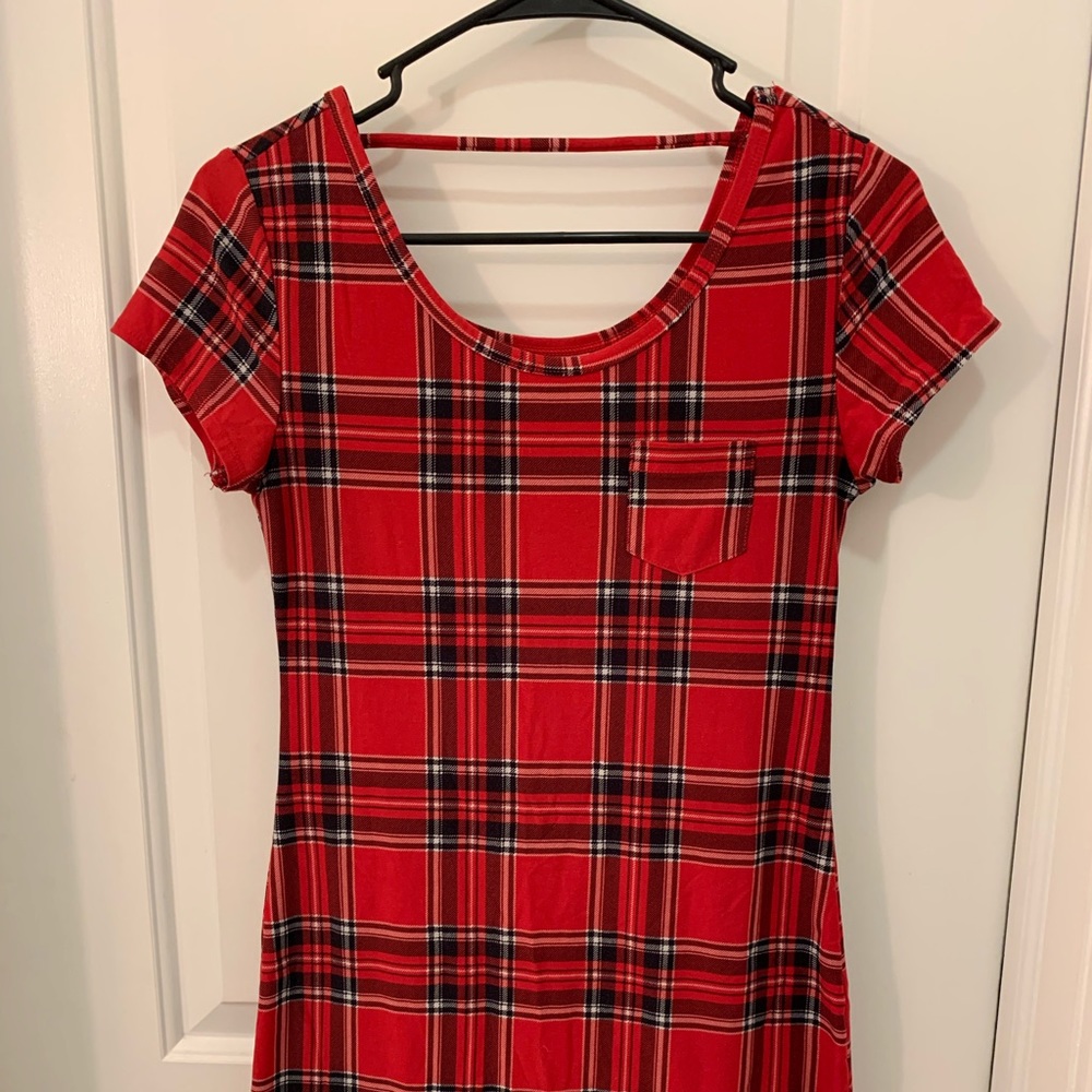 Red & Black Plaid fitted Mini Dress